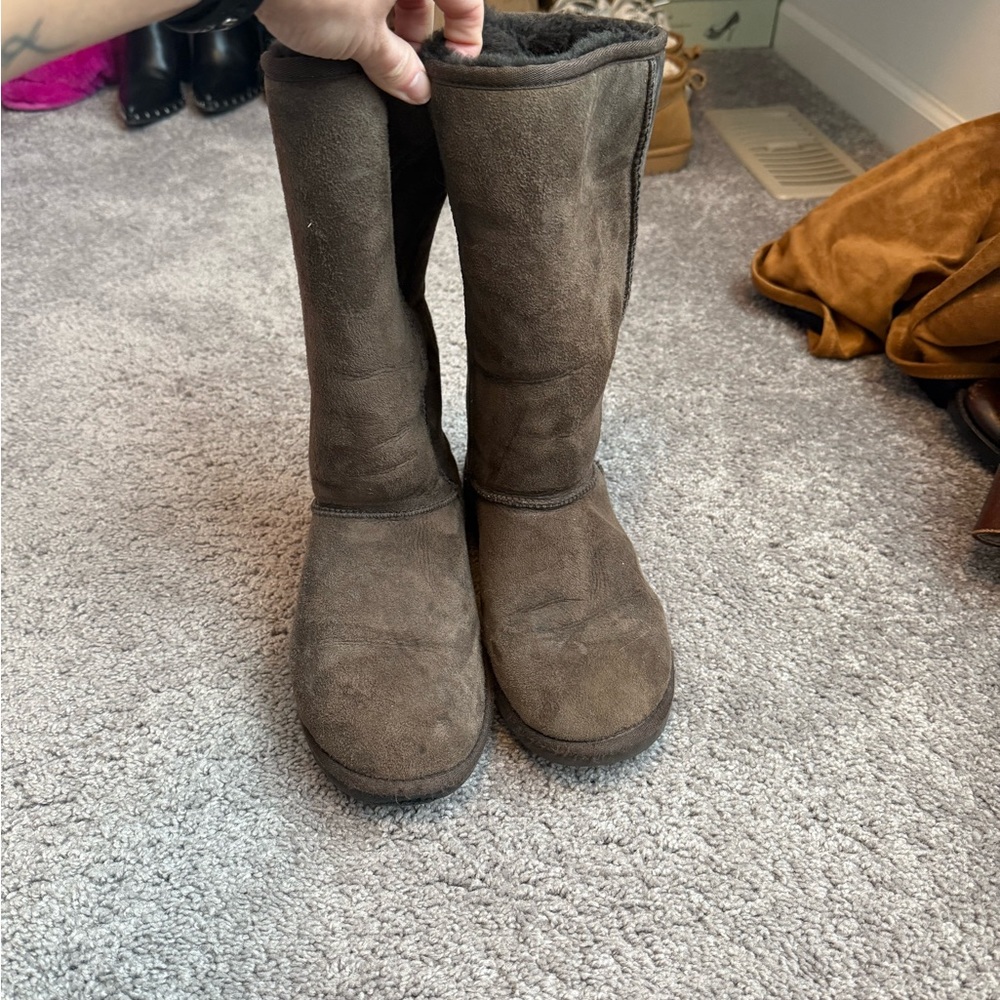 UGG Brown Winter Boots Mid-Calf Suede